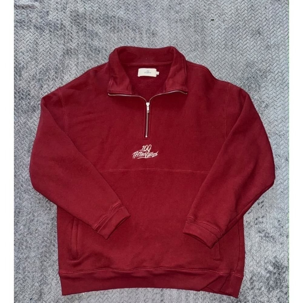 100 Thieves Quarter Zip Sweatshirt Red Burgundy Size X-Large